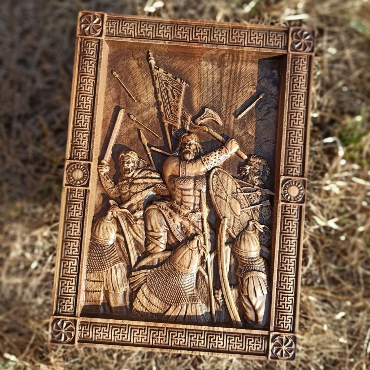 

Панно "Русы, воины Севера", Atributlux,100*72,6 см резное из дерева