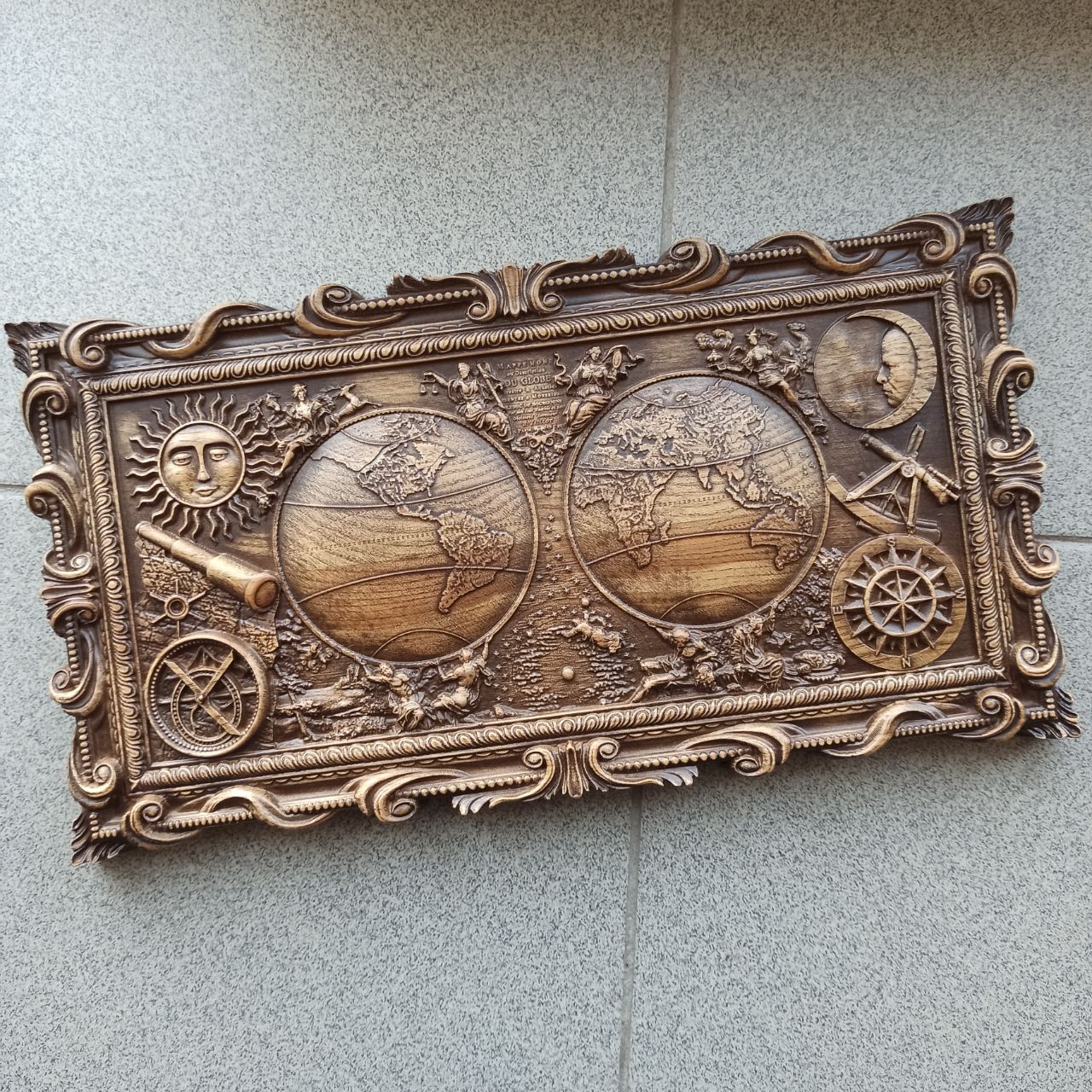 

Панно "Карта мира", Atributlux, 16*30 см резное из дерева