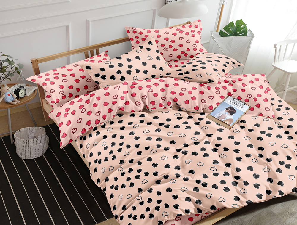 

Полуторный набор постельного белья 150*220 из Сатина №1084AB Черешенка