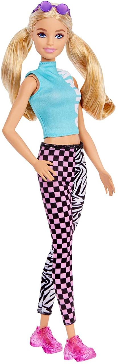 

Кукла Barbie Fashionistas Барби Модница блондинка в голубом топе и леггинсах GRB50 (0887961900224)