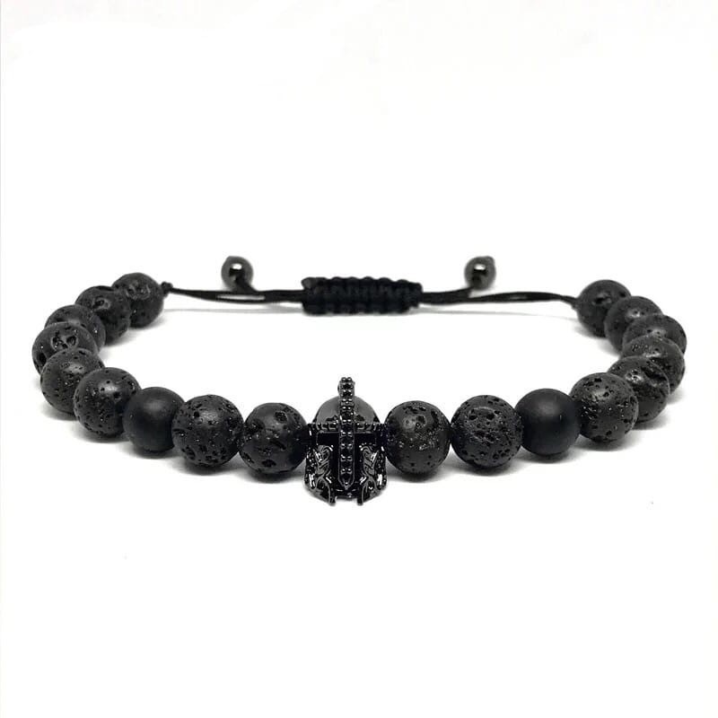 

Браслет Mawas Лавовый камень Шунгит с черным шлемом 17 см