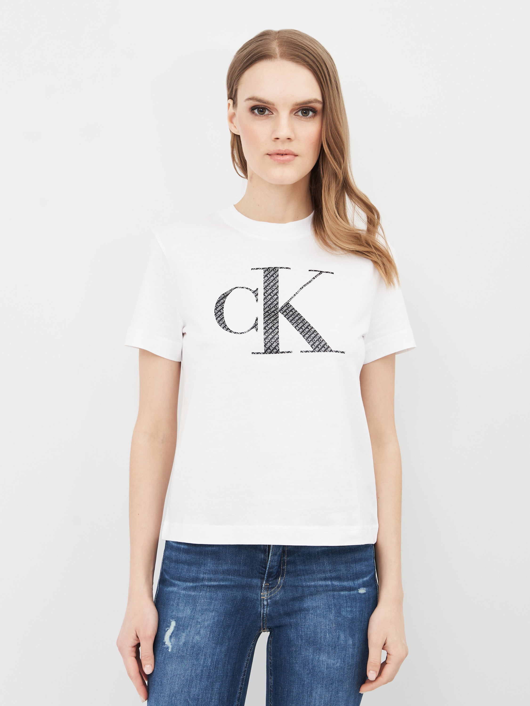 

Футболка Calvin Klein Jeans Satin Bonded Filled Ck Tee J20J215605-0K6 XS Cement/Birch/White
