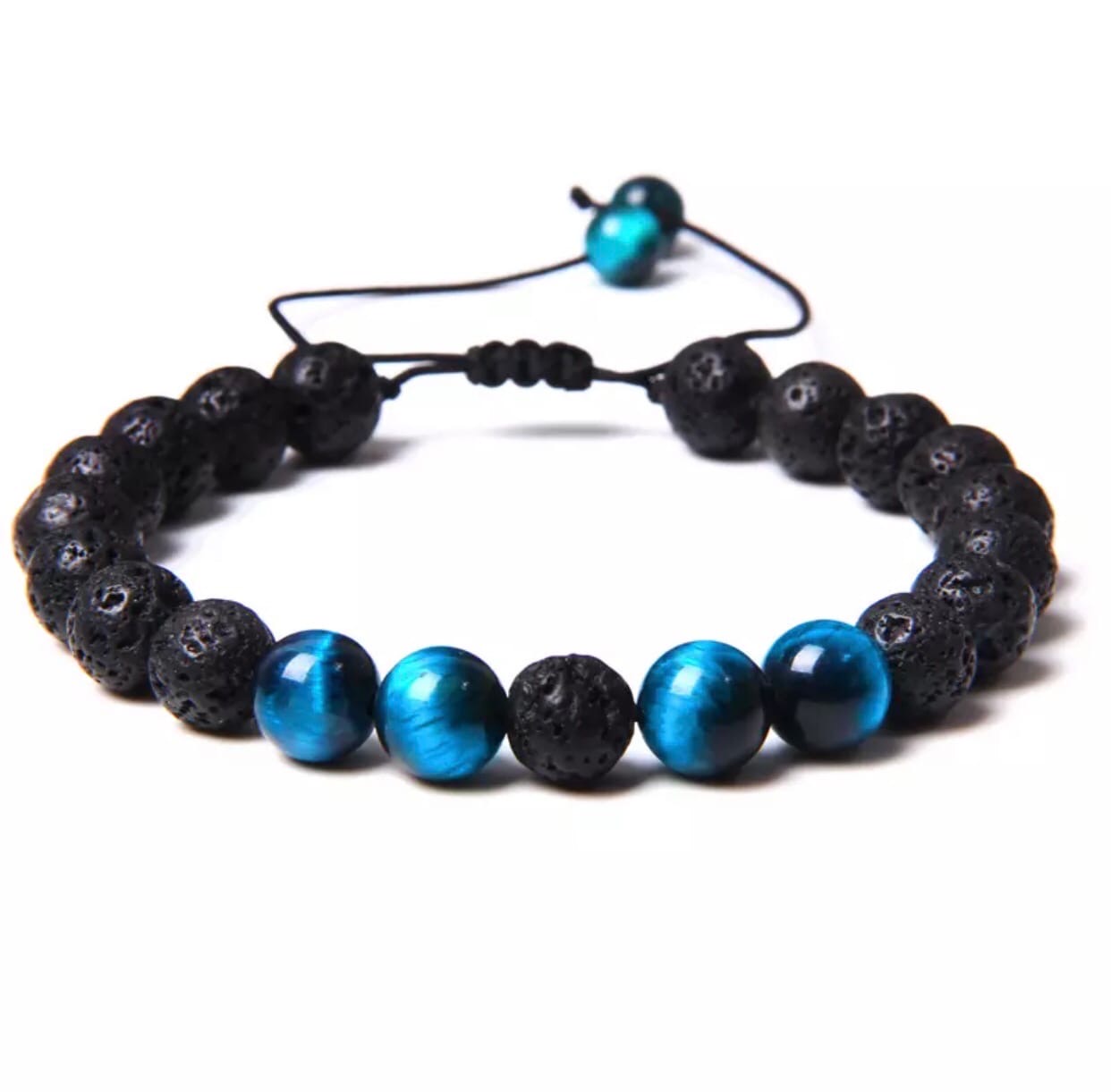 

Браслет из лавового камня и тигрового глаза Blue Universal