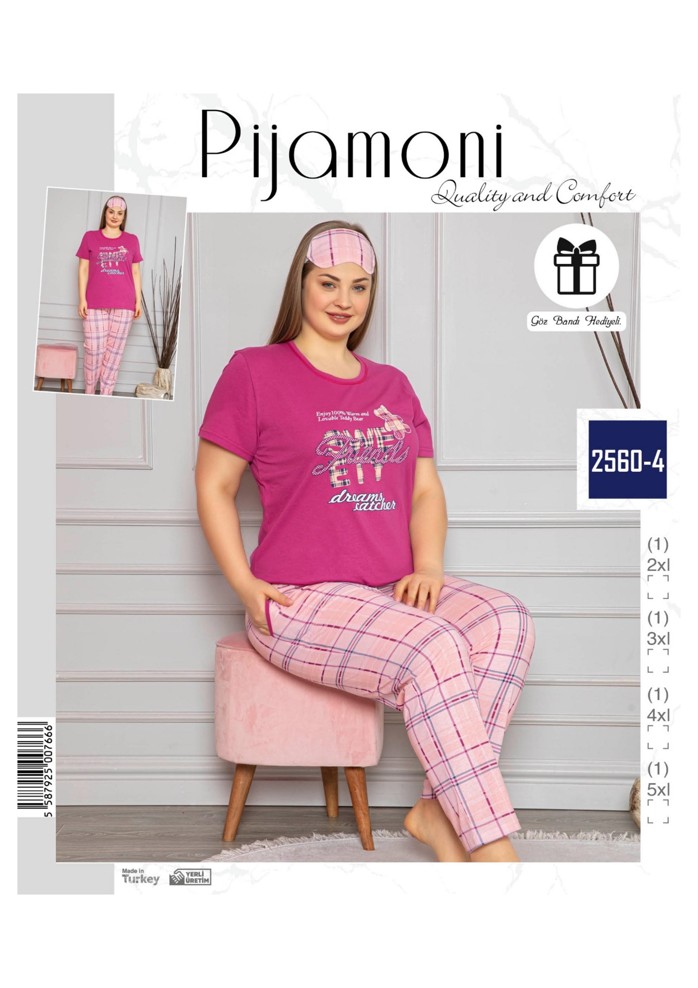 

Жіноча піжама великий розмір Pijamoni 2560-4 3XL Темная фуксия