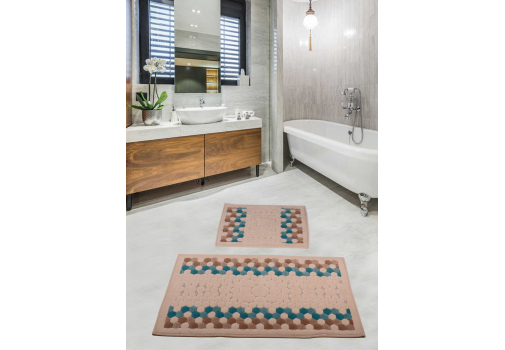 

Набор ковриков для ванной комнаты Diva Bouble Blue 60*100+50*60 Разноцветный