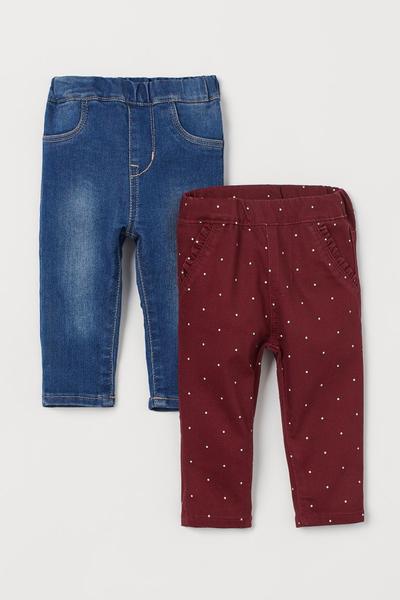 

Упаковка 2 пары трегинсов H&M 92 (90/50) Темно-красный/Синий деним (0864371006)