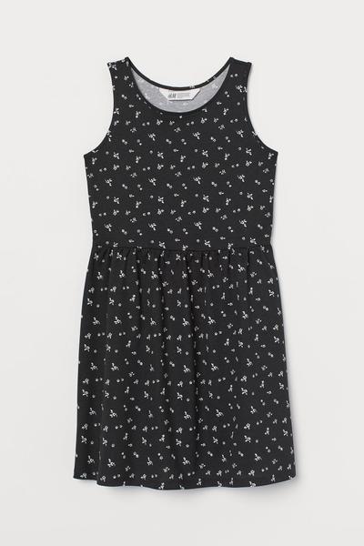 

Трикотажное платье H&M 170 (170/88) Черный/Цветы