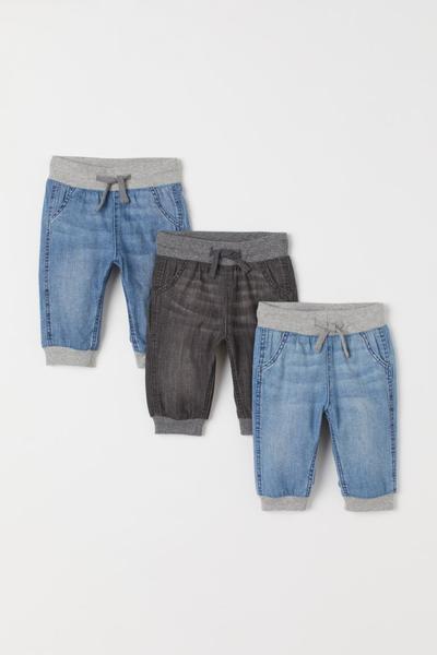 

3 пары джоггеров свободного кроя H&M 86 (90/47) Джинсовый синий/Темно-серый