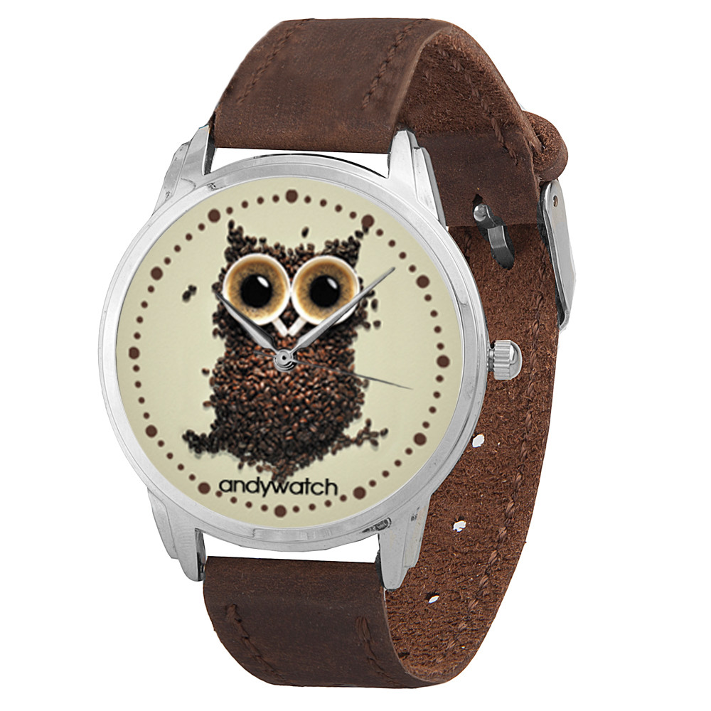 

Дизайнерские Наручные часы AndyWatch Сова из кофе Коричневые