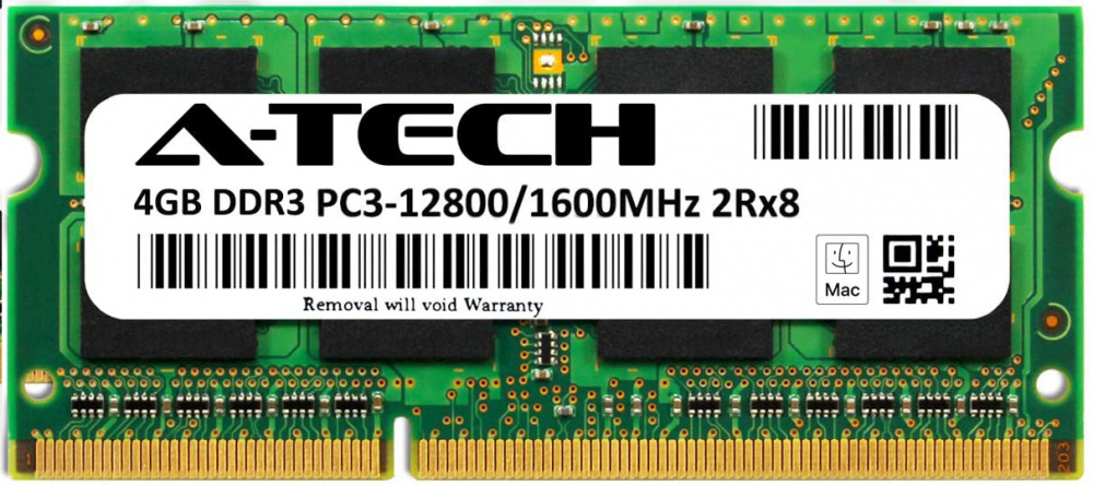 

Оперативная память A-Tech 4GB DDR3-1600 (PC3-12800) SODIMM 2Rx8 (AT4G1D3S1600ND8N15V)