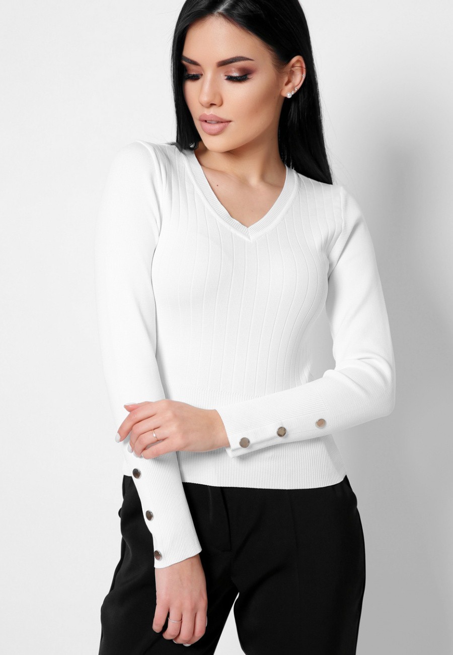 

Женский свитер в рубчик Carica Onesize 42-46 Белый (32601-3)