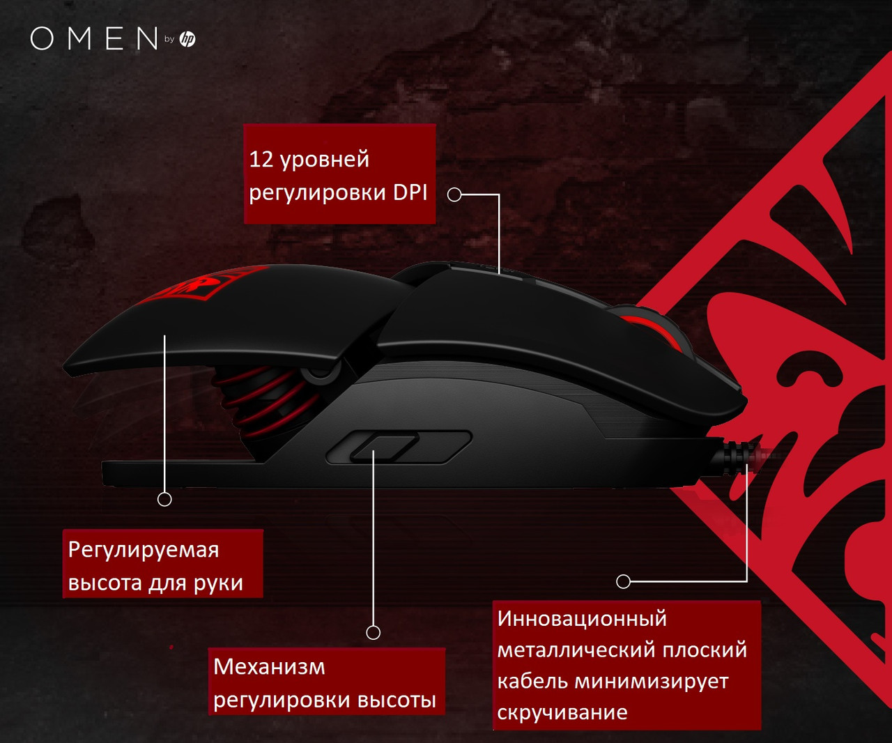 

Мышь НР Omen Gaming Reactor Mouse (JN632VP02AA)