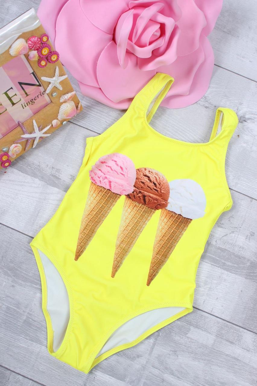 

Купальник сдельный детский на девочку Турция Мороженое размеры 6/8 лет Желтый 116-122 см