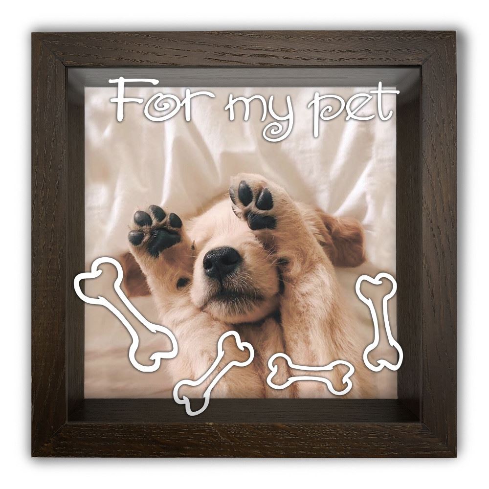 

Дерев'яна копілка (скарбничка) 20 20 см "For my pet" коричнева з собакою