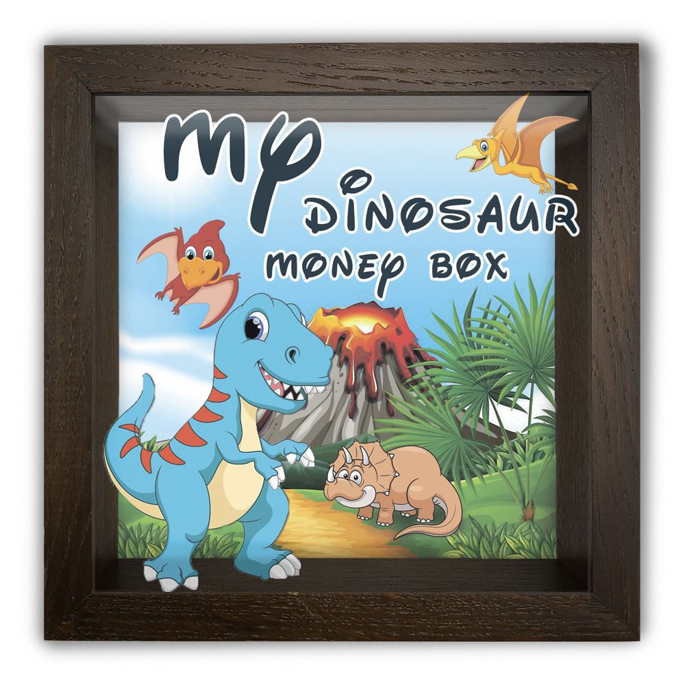 

Дерев'яна копілка (скарбничка) 20 20 см "My dinosaur money box" коричнева