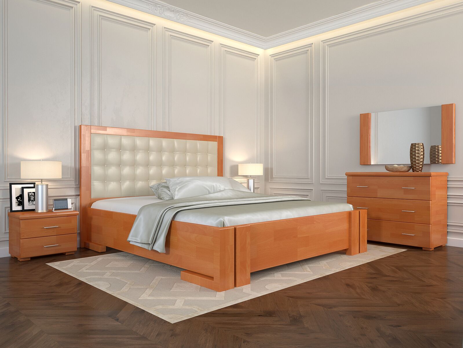 

Кровать Arbordrev Амбер квадраты без ПМ (180*190) бук Ольха + Boston 02