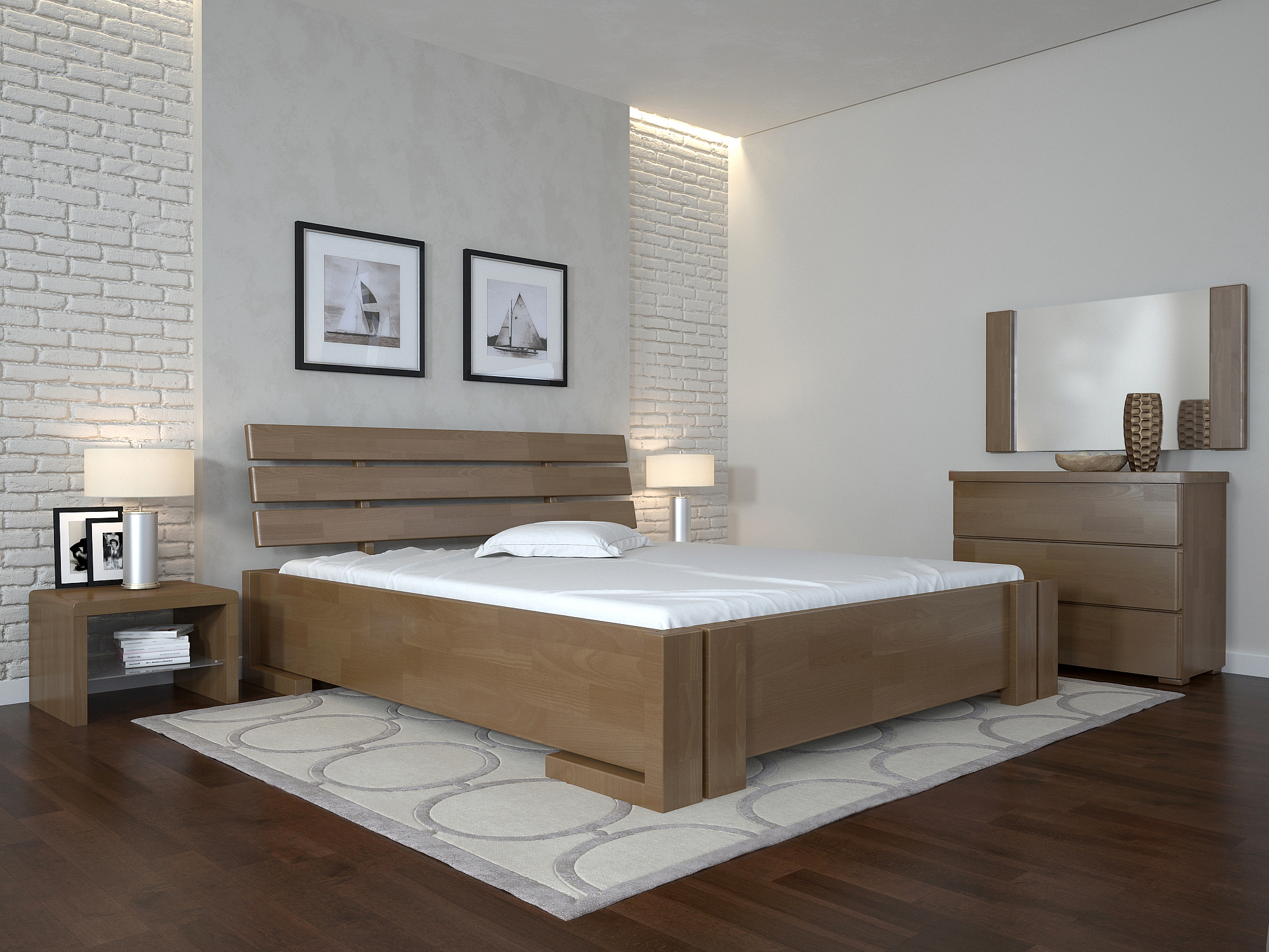 

Кровать Arbordrev Домино без ПМ (180*200) сосна Светлый орех