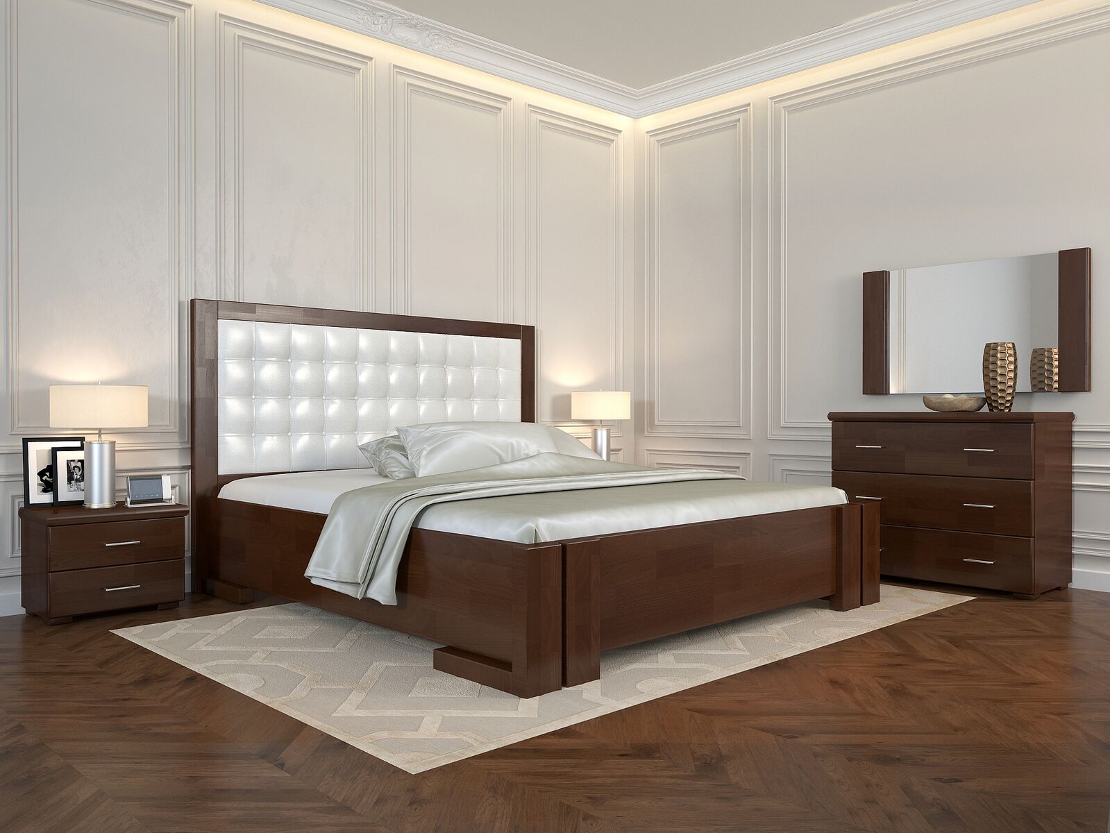 

Кровать Arbordrev Амбер квадраты с механизмом (160*200) бук Тёмный орех + Boston 26