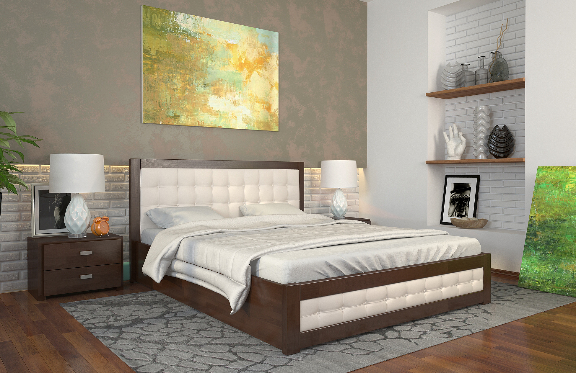 

Кровать Arbordrev Рената Д квадраты с механизмом (160*190) сосна Темный орех + Boston 26