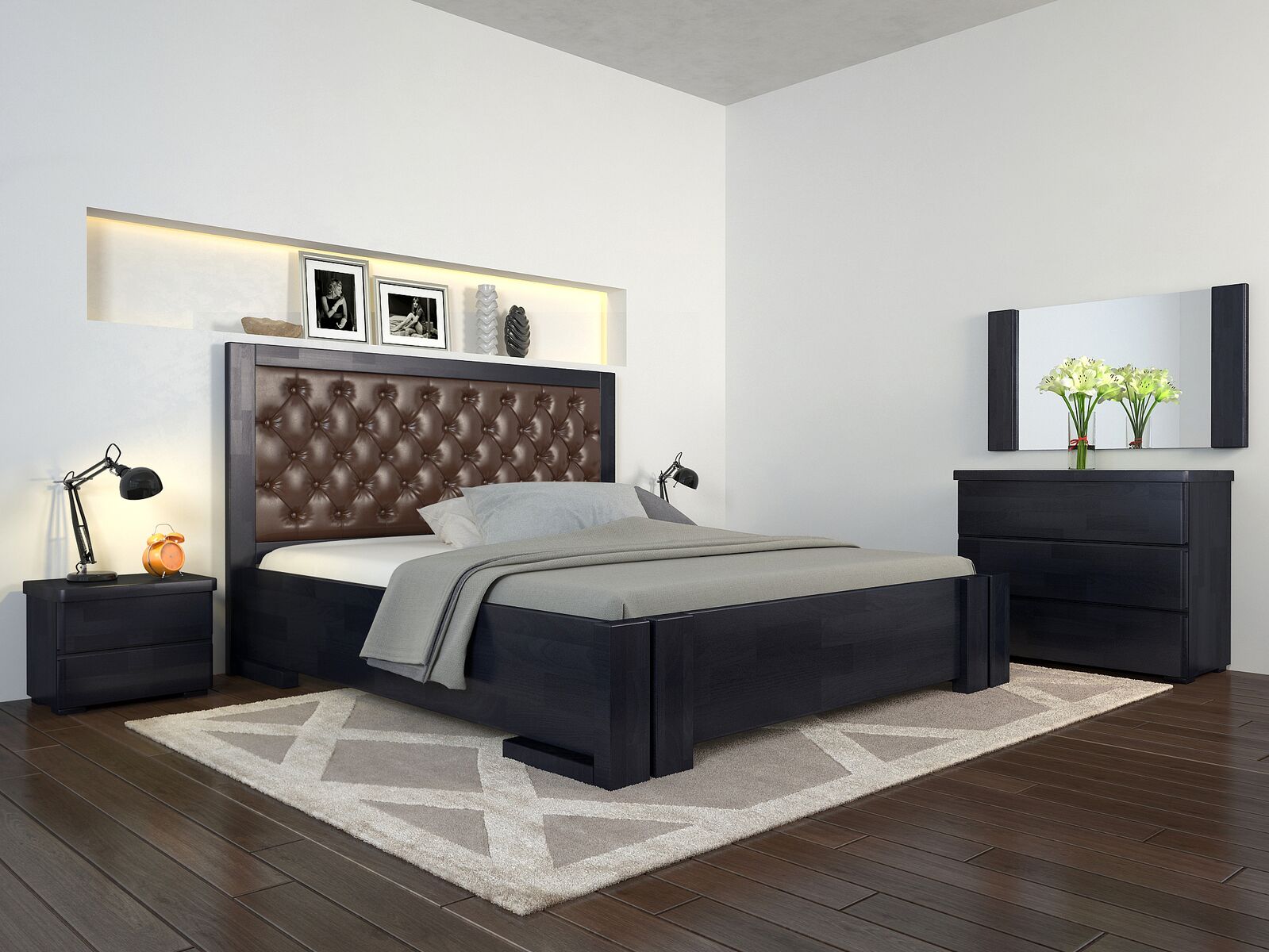 

Кровать Arbordrev Амбер ромбы с механизмом (160*190) бук Венге + Boston 19