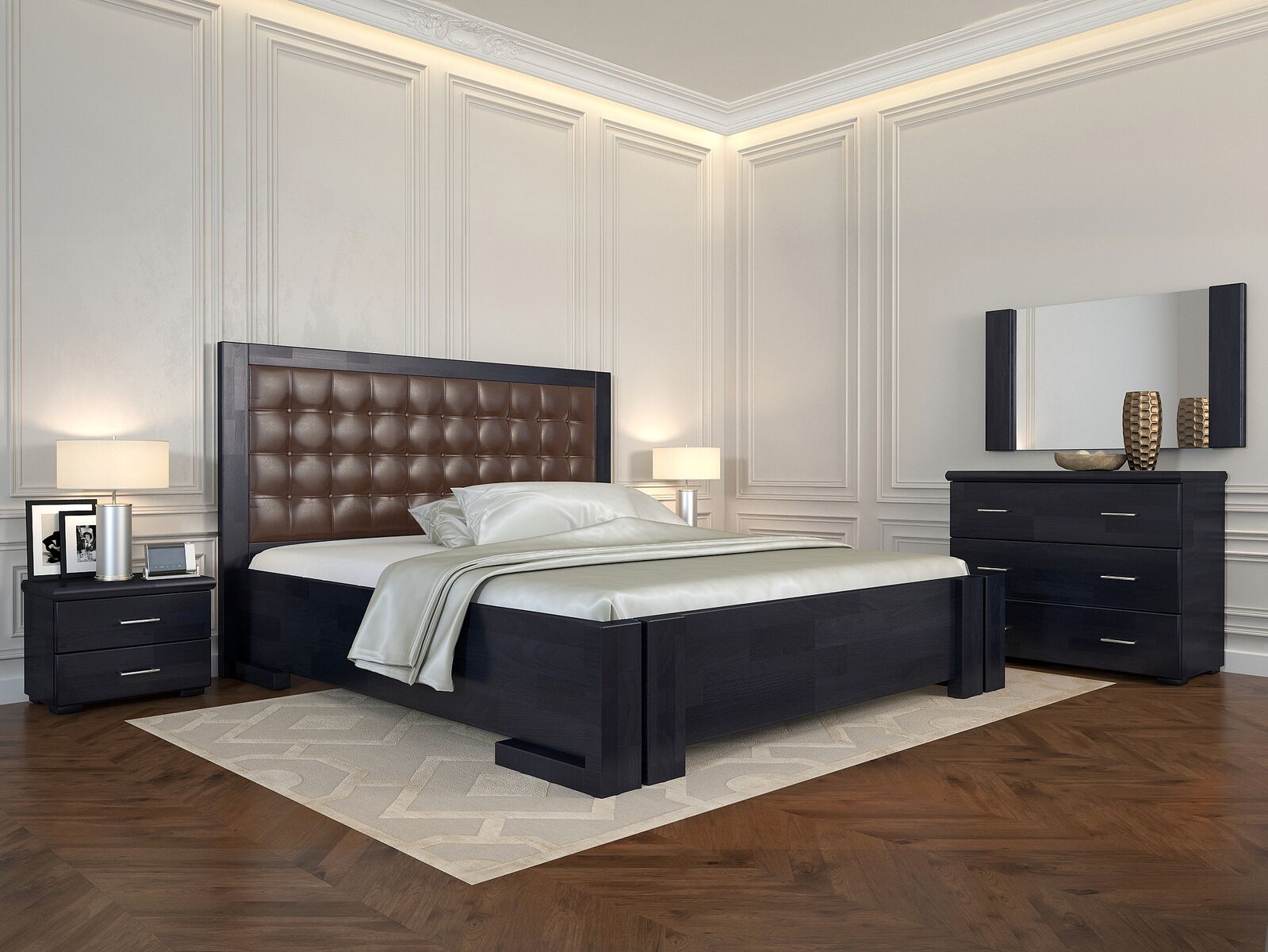 

Кровать Arbordrev Амбер квадраты с механизмом (180*200) сосна Венге + Boston 19