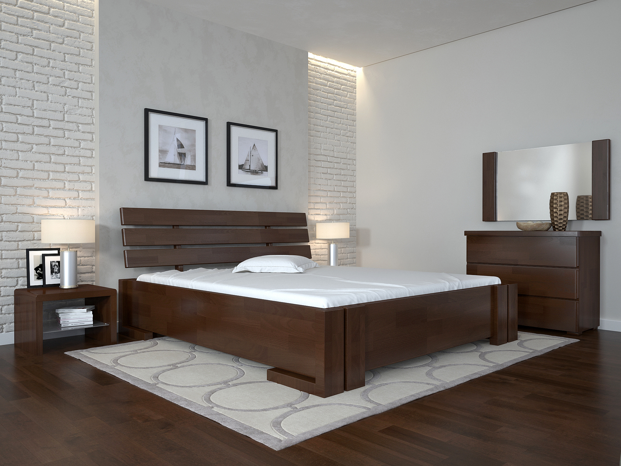 

Кровать Arbordrev Домино без ПМ (140*200) бук Тёмный орех
