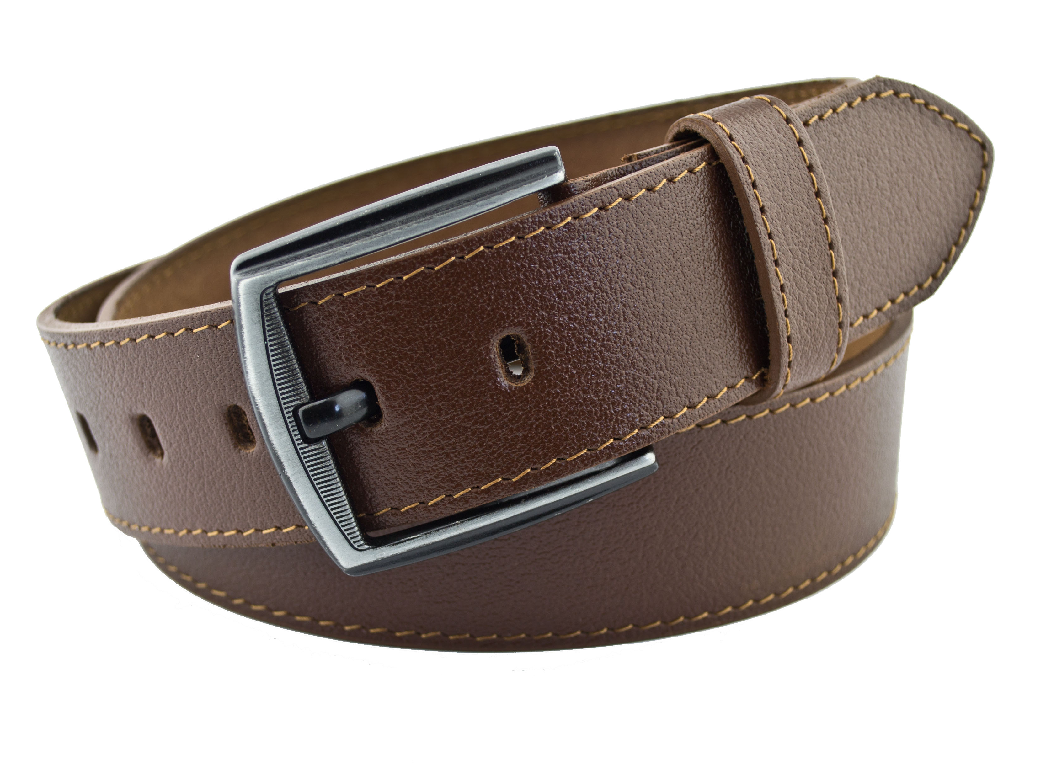 

Мужской кожаный ремень Real Leather 4,5 см для джинсов коричневый 110 см-135 см