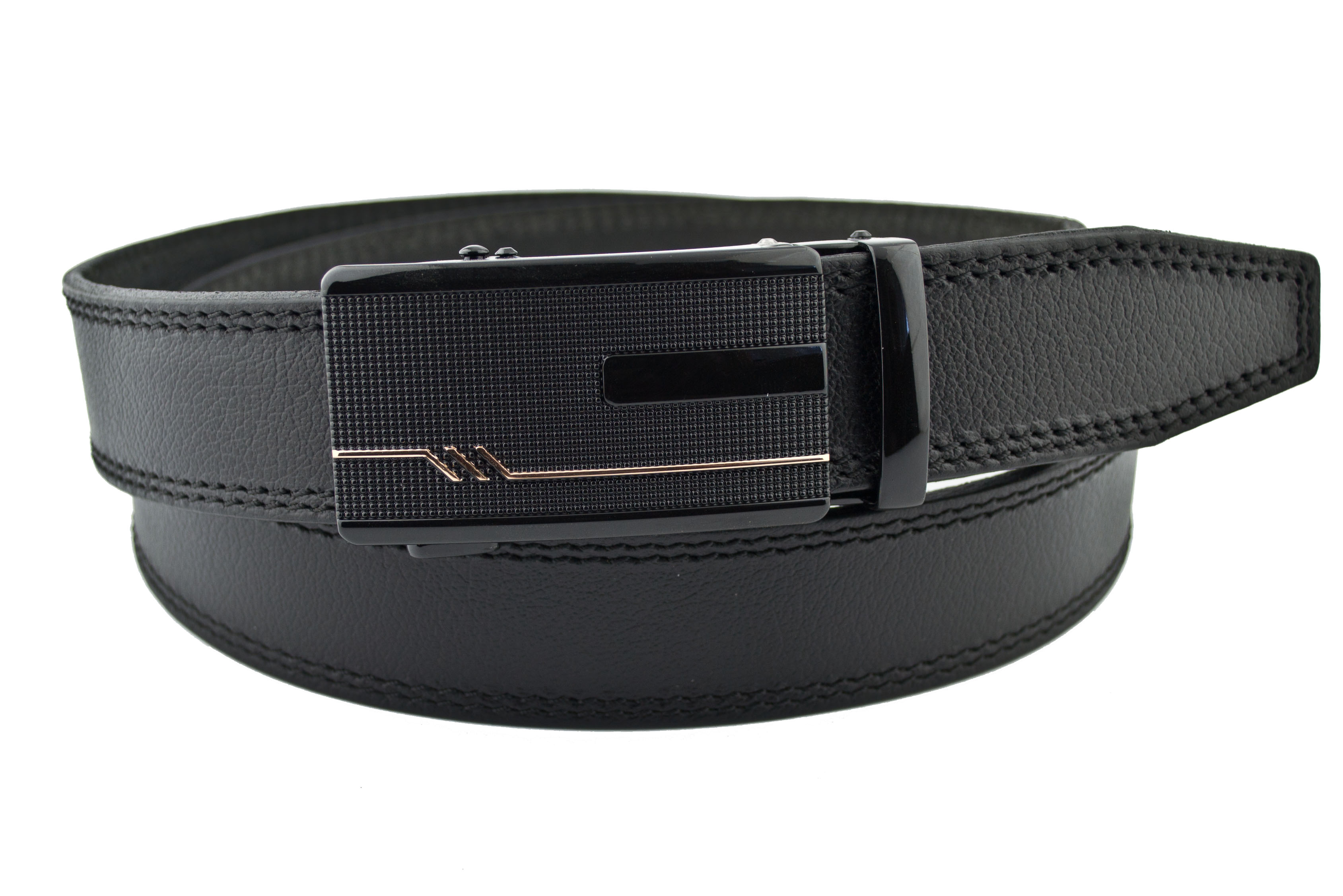 

Мужской кожаный ремень Real Leather 3,5 см для брюк черный 110 см-135 см