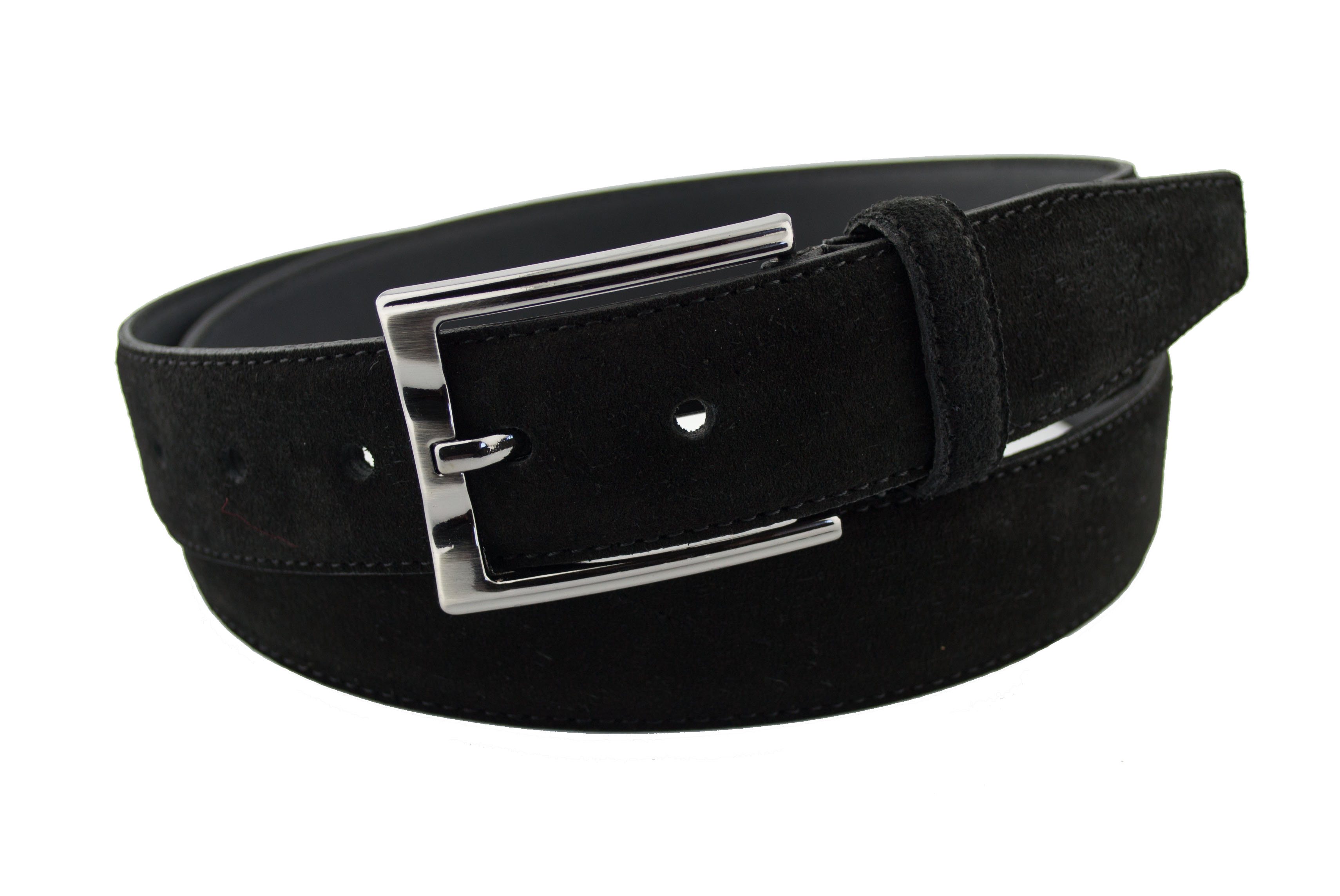 

Мужской замшевый ремень Real Leather 3,5 см для брюк черный 110 см-135 см
