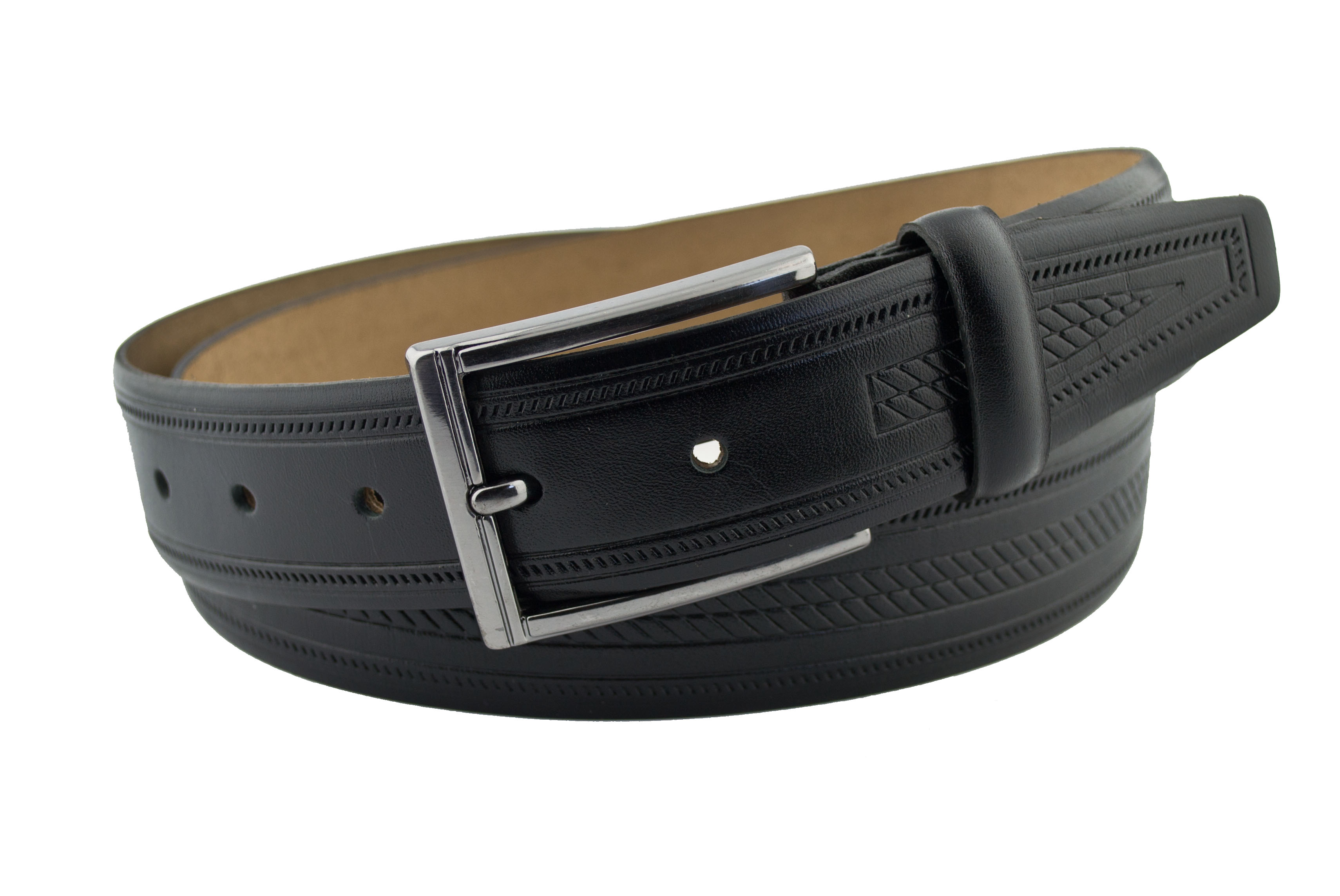 

Мужской кожаный ремень Real Leather 3,5 см для брюк черный 110 см-135 см