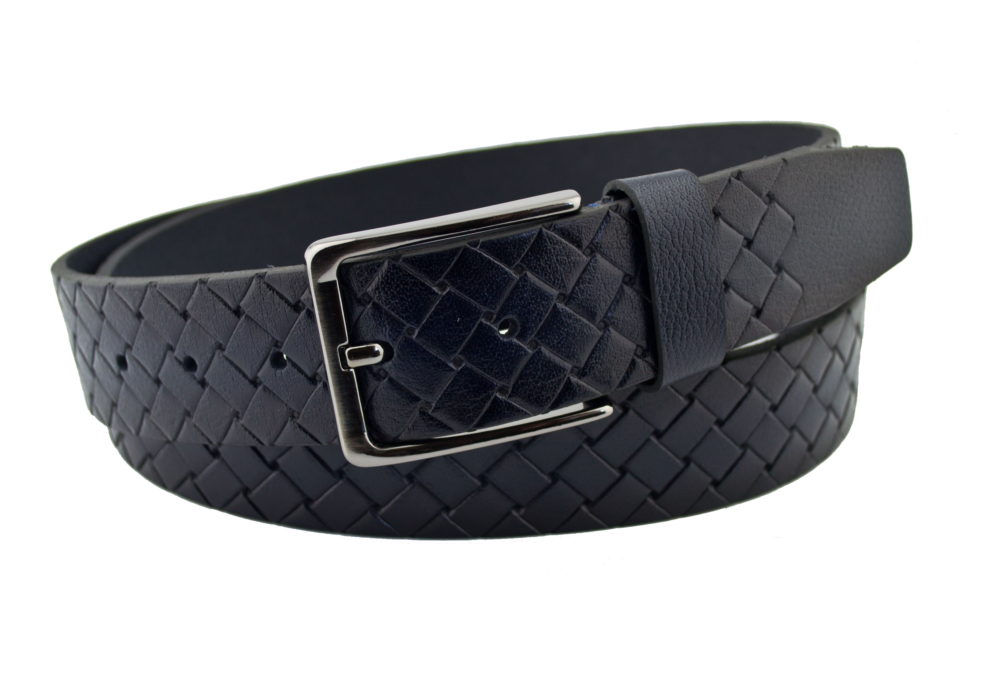 

Мужской кожаный ремень Real Leather 4 см для джинсов темно синий 110 см-135 см