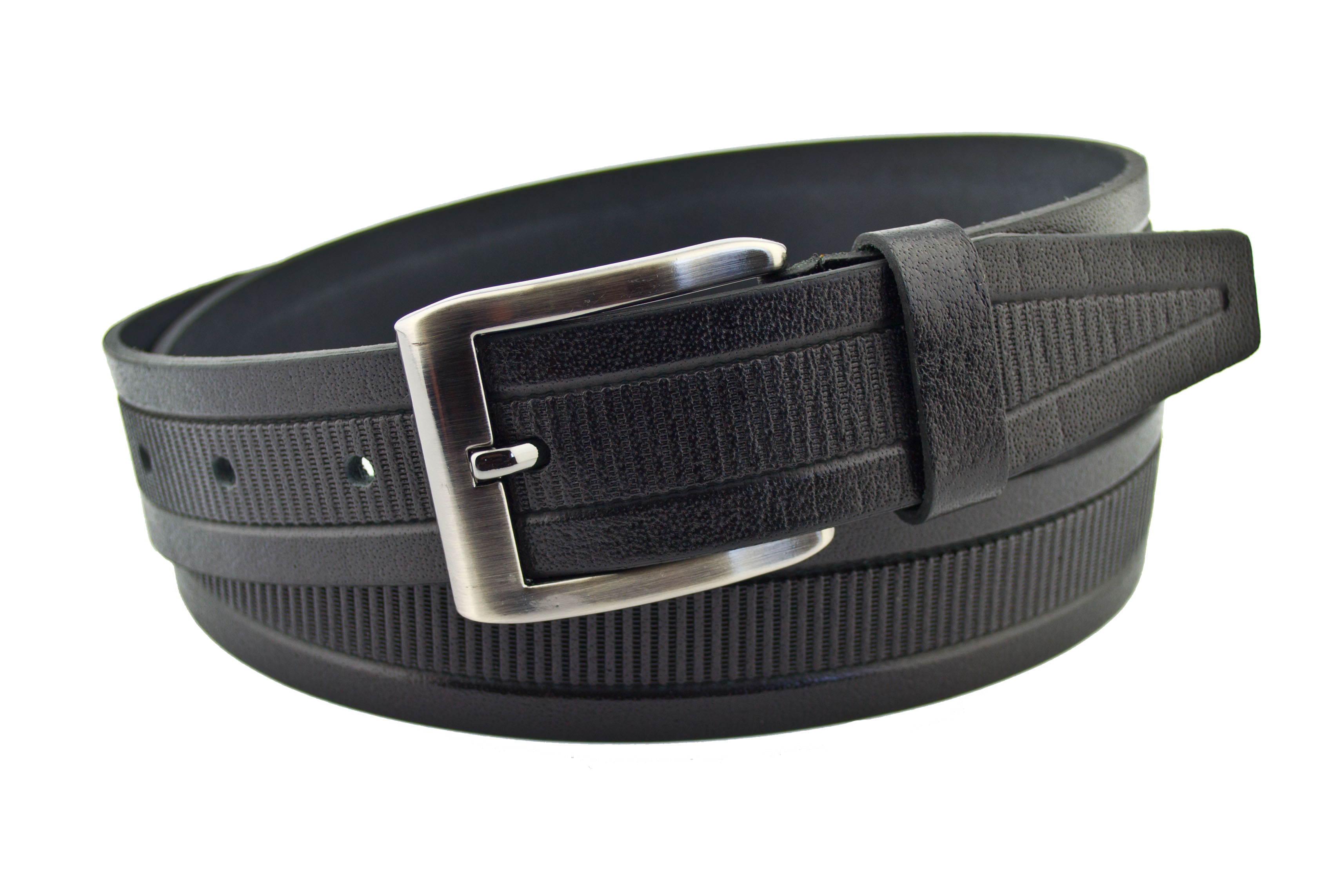 

Мужской кожаный ремень Real Leather 3,5 см для брюк черный 110 см-135 см