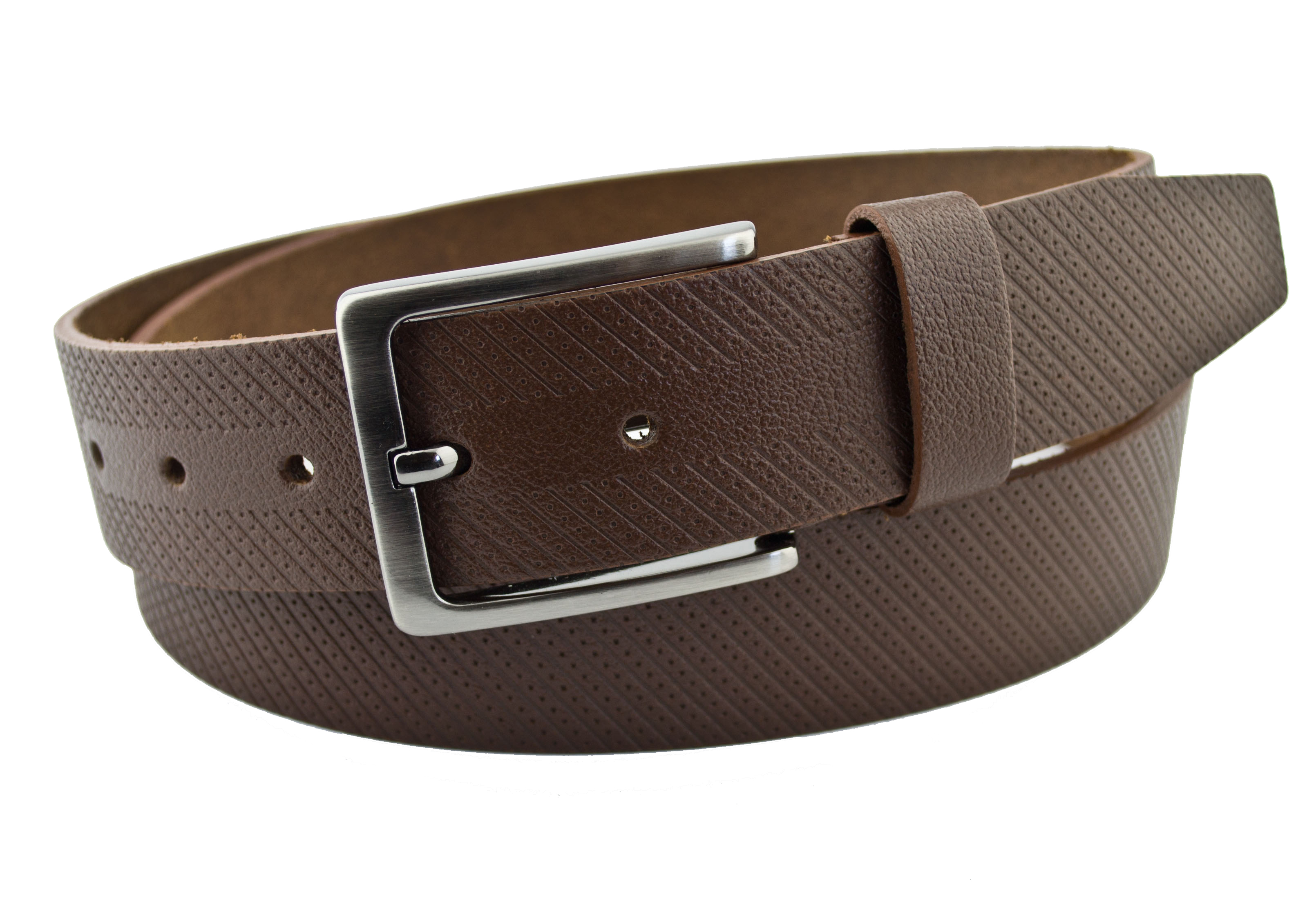 

Мужской кожаный ремень Real Leather 4 см для джинсов коричневый 110 см-135 см