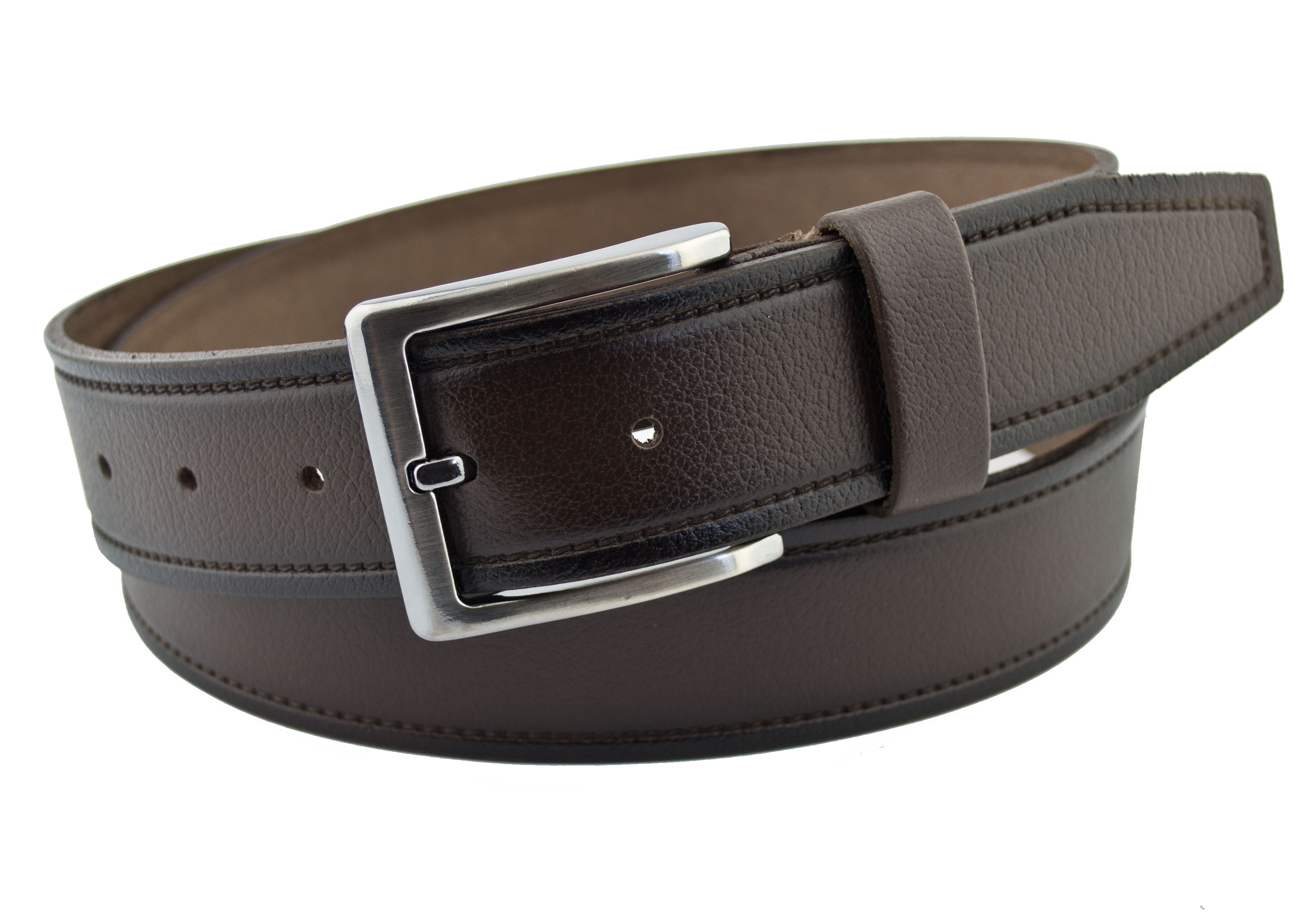 

Мужской кожаный ремень Real Leather 4 см для джинсов темно коричневый 110 см-135 см