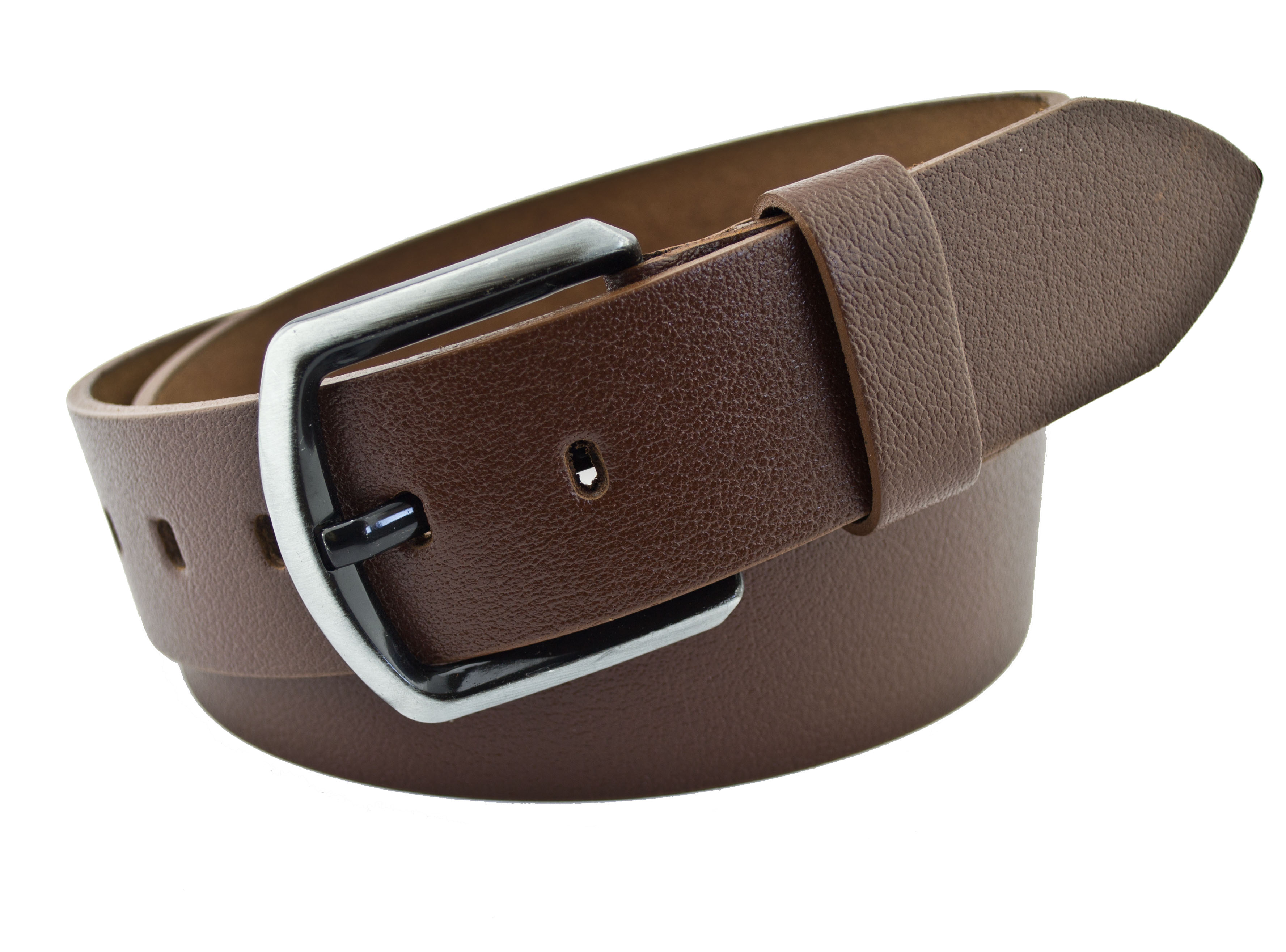 

Мужской кожаный ремень Real Leather 4,5 см для джинсов коричневый 110 см-135 см