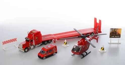 

Игровой набор пожарной техники Jia Yu Toy с вертолетом и автовозом