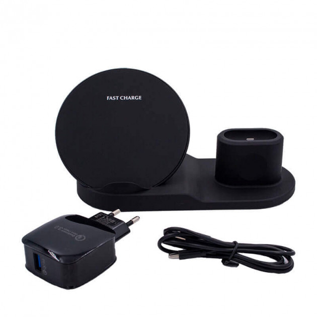

Беспроводная док-станция Fast Charge Pro Plus 10W 3-in-1 для iPhone/AirPods/Apple Watch 1/2/3 Black