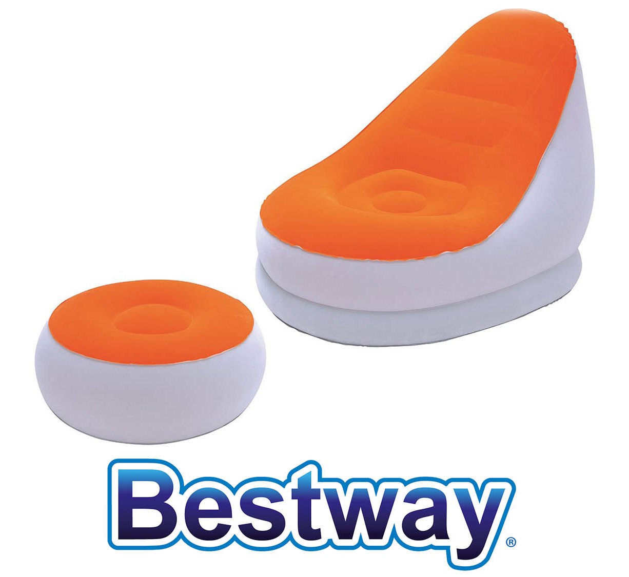 

Надувное кресло с пуфом, оранжевое (Bestway 75053-orange) 122 x 94 x 81см