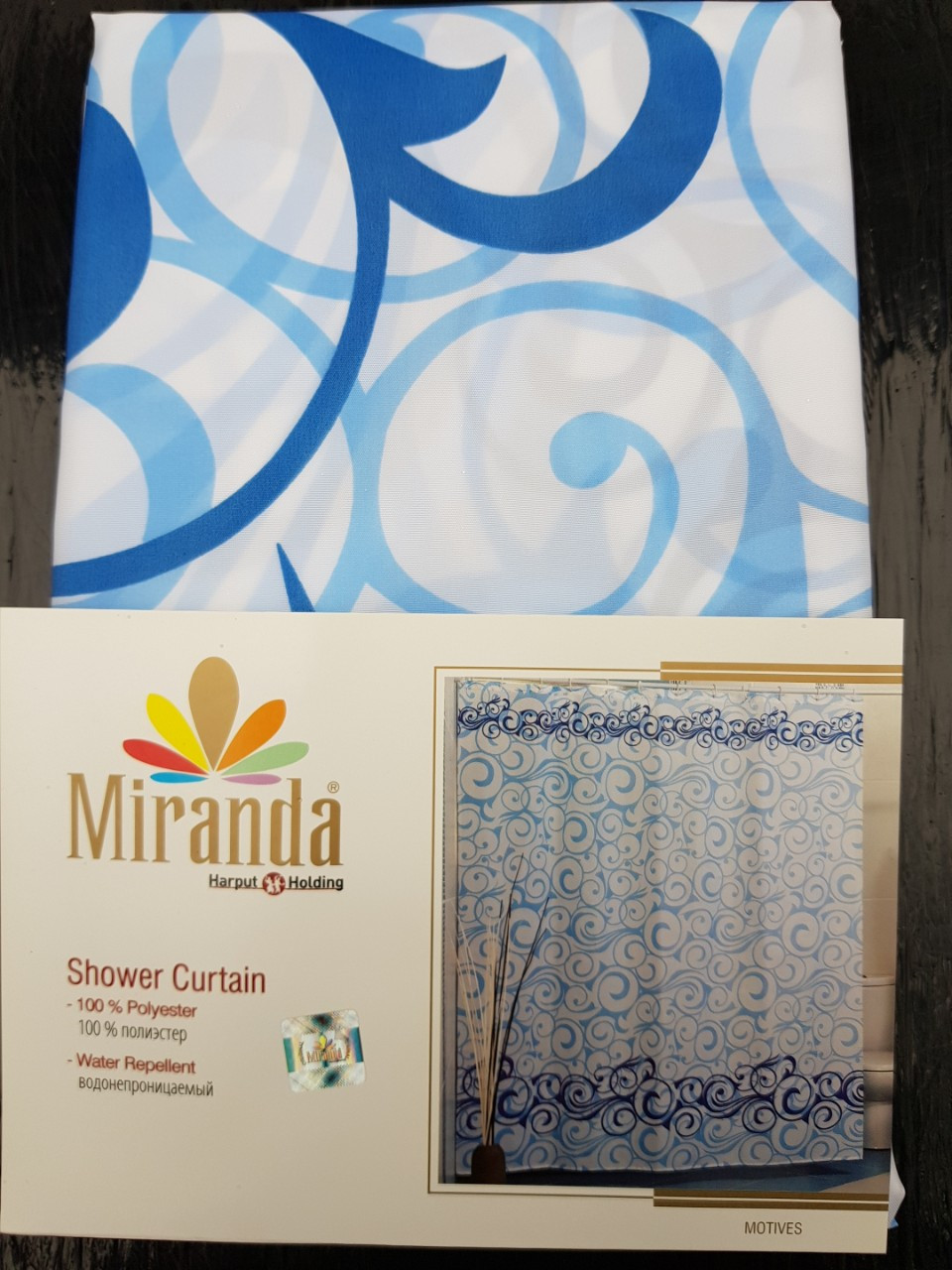 

Шторка в ванную ''Miranda" 180х200 см. MOTIVES Синий