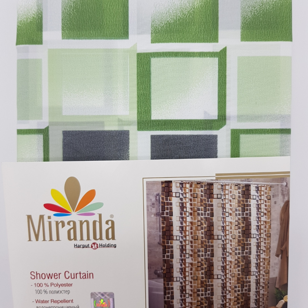 

Штора для ванной "Miranda" 180х200 см. KARE Зелёный