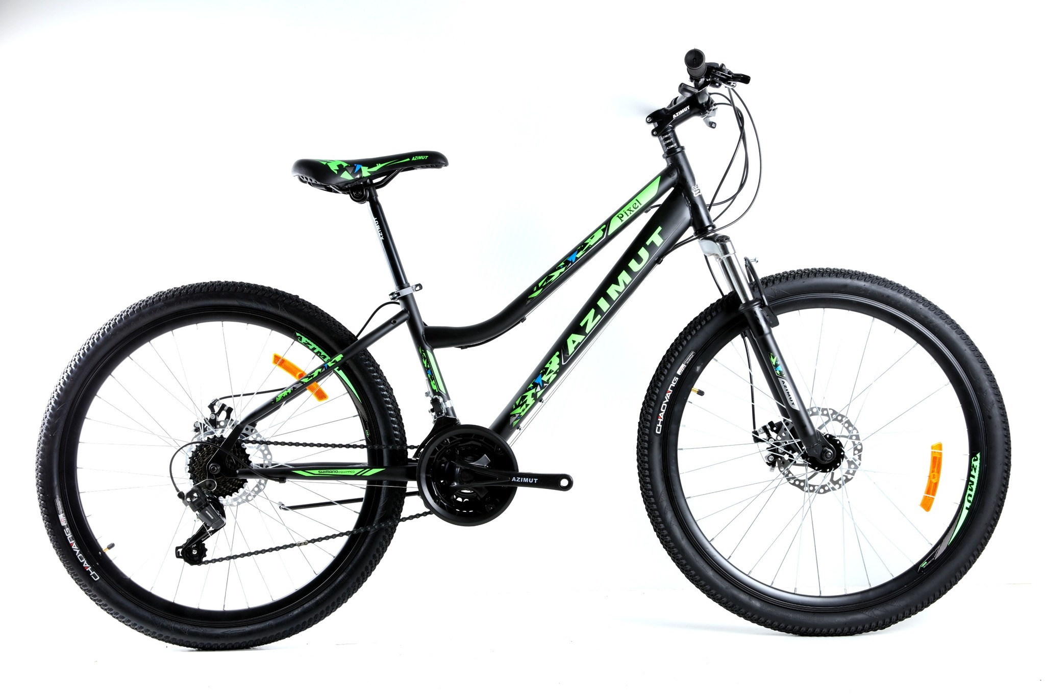 

Велосипед Azimut Pixel 2021 Shimano 26" 14" Black / Green (Pixel/GFRD)