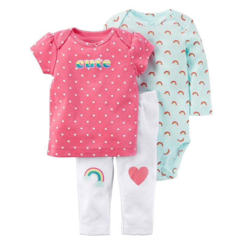 

Комплект 3 в 1 Carters Детский Трикотажный 78-83 см Розовый-Голубой 126H215