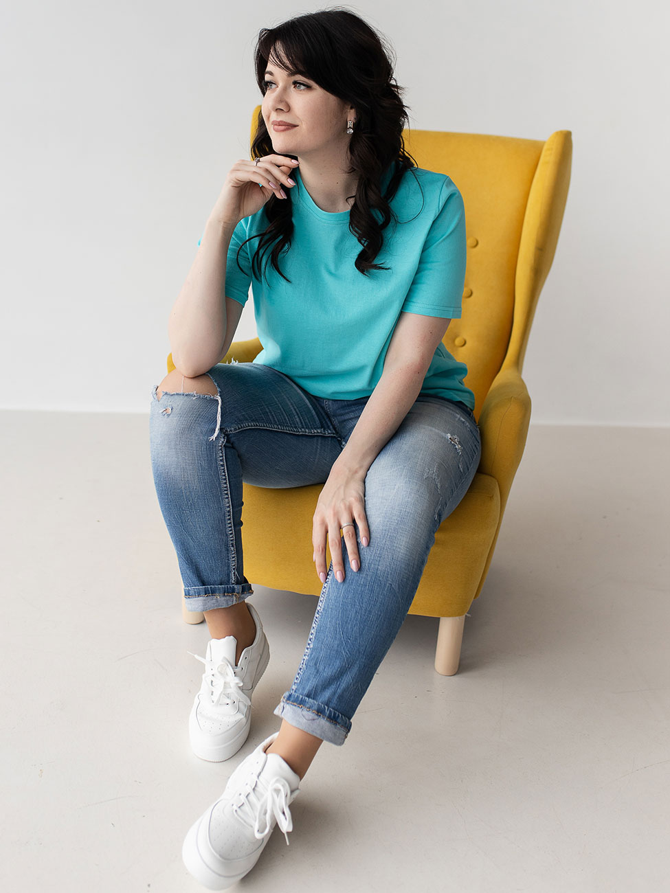 

Базовая однотонная футболка size+ Минт 3 XL Vikamoda 3219