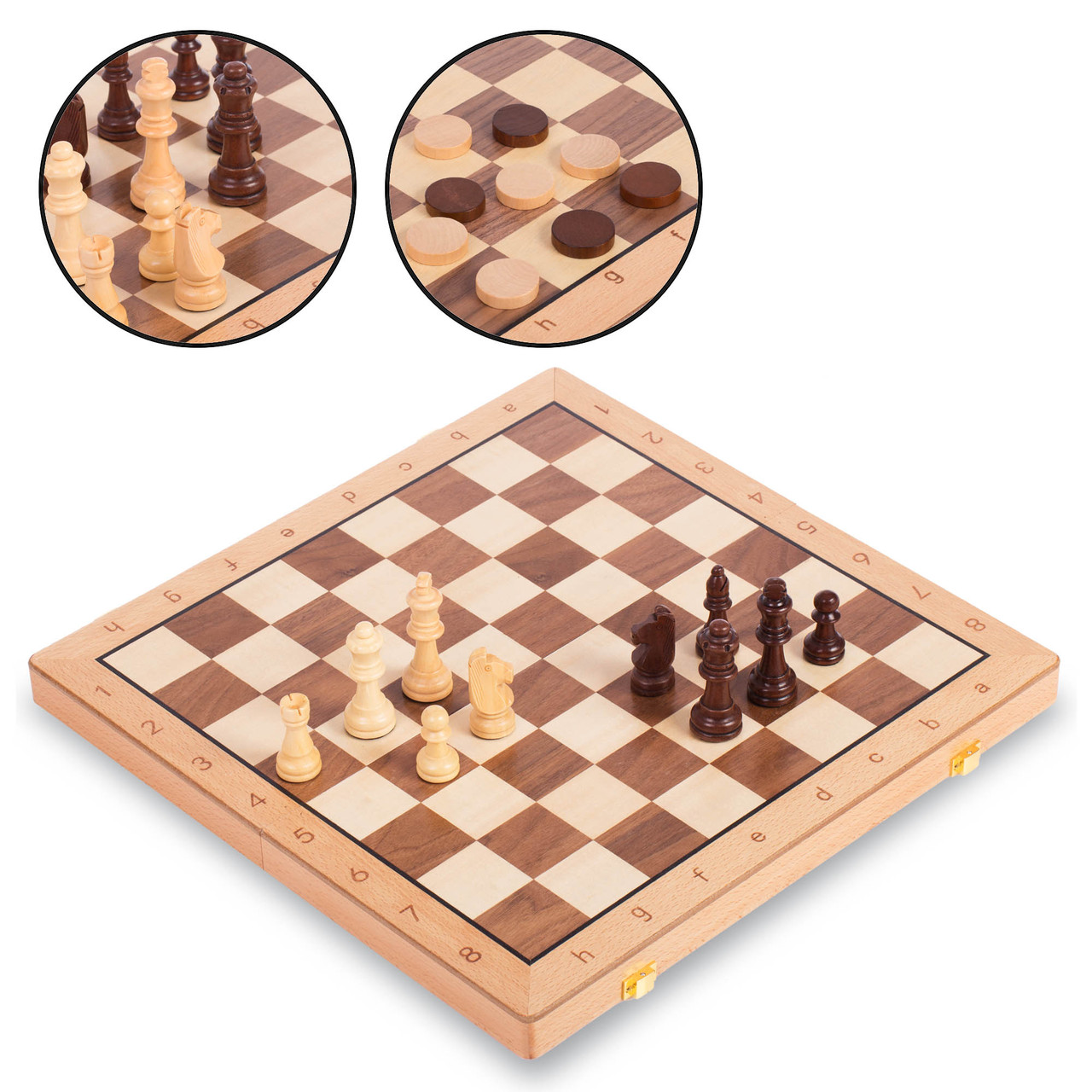 

Настольная игра 2 в1 шахматы и шашки деревянные Zelart Chess Tactic Set 9042 (43x43 см)