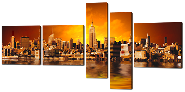 

Модульная картина Interno Искусственный холст New-York 188х95см