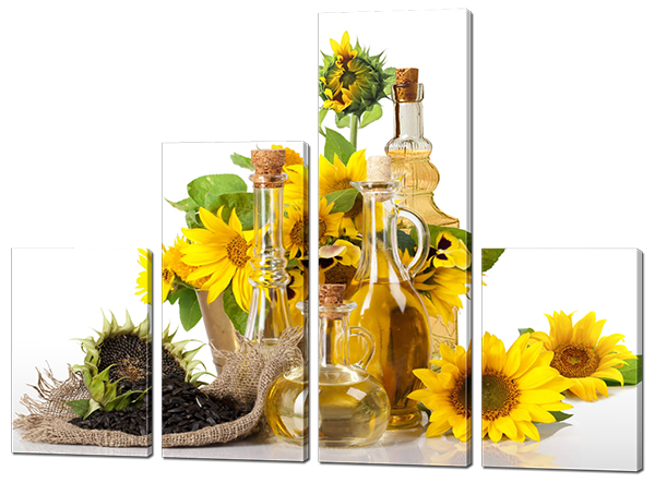 

Модульная картина Interno Эко кожа Подсолнухи и масло 166x123см