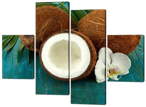 

Модульная картина Interno Искусственный холст Орхидея и кокосы 166x123см