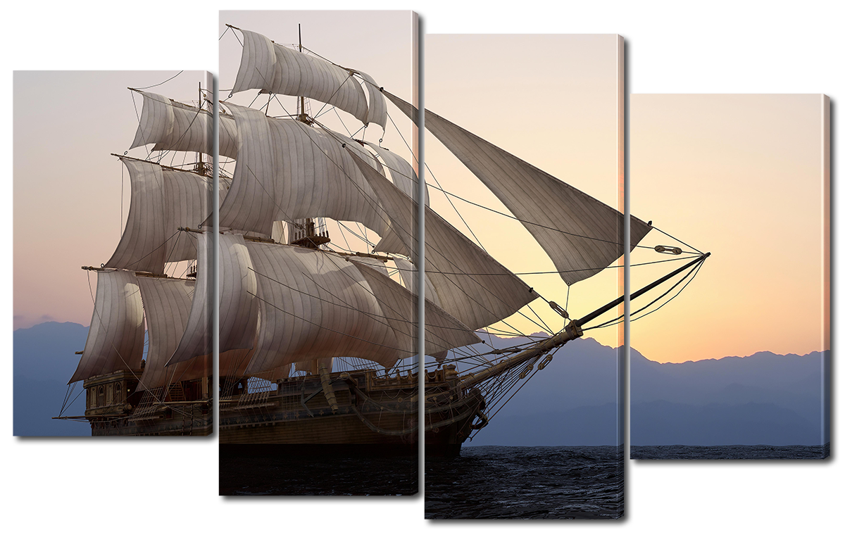 

Модульная картина Interno Эко кожа Ретро корабль 140x89см