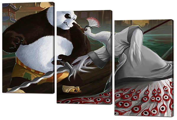 

Модульная картина Interno Холст Панда Кунг-Фу 164x110см