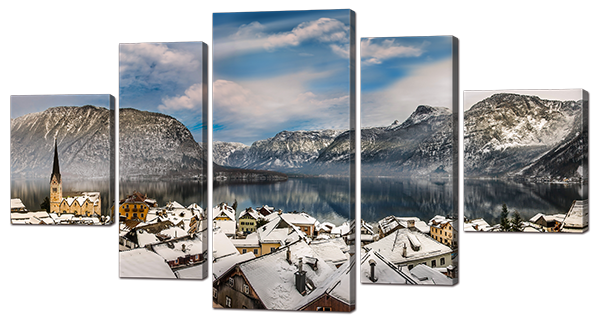 

Модульная картина Interno Эко кожа Горы и деревня 123х66см (А942М)